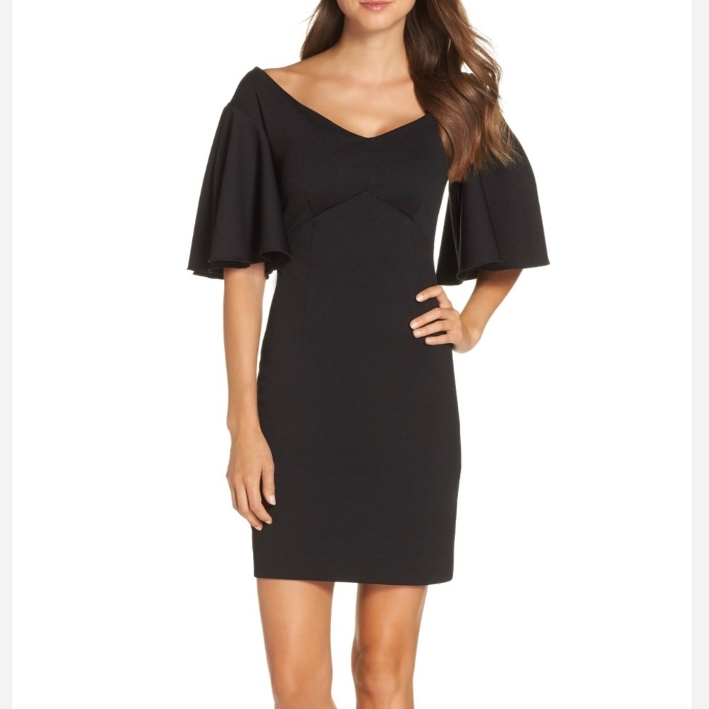 Trina Turk Cielo Diamond Point Flutter Sleeve Dress NEW